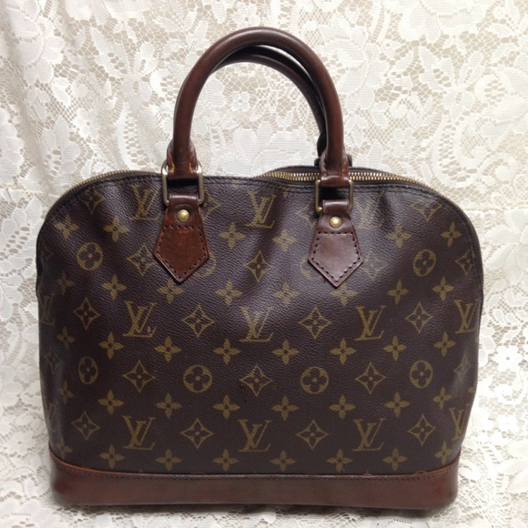 Louis Vuitton Alma Handbag w/ Dk Brown Leather Tri - Picture 7 of 15